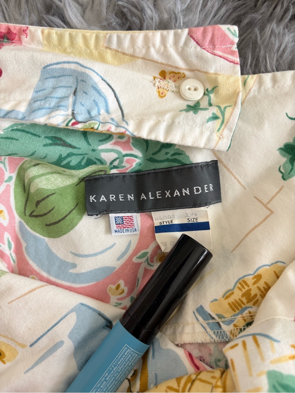 Vintage Karen Alexander Dress with Picnic Floral Print Sz 14 - Picture 6 of 9